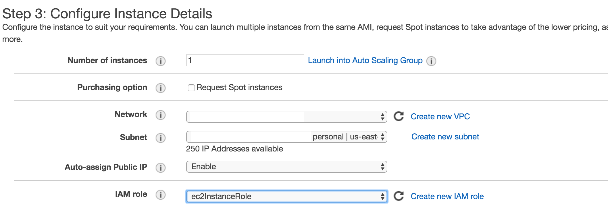 Configure the instance